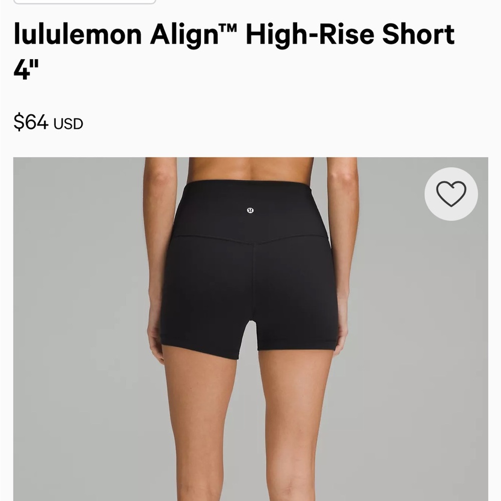 lululemon athletica align high-rise short, 4 inch.